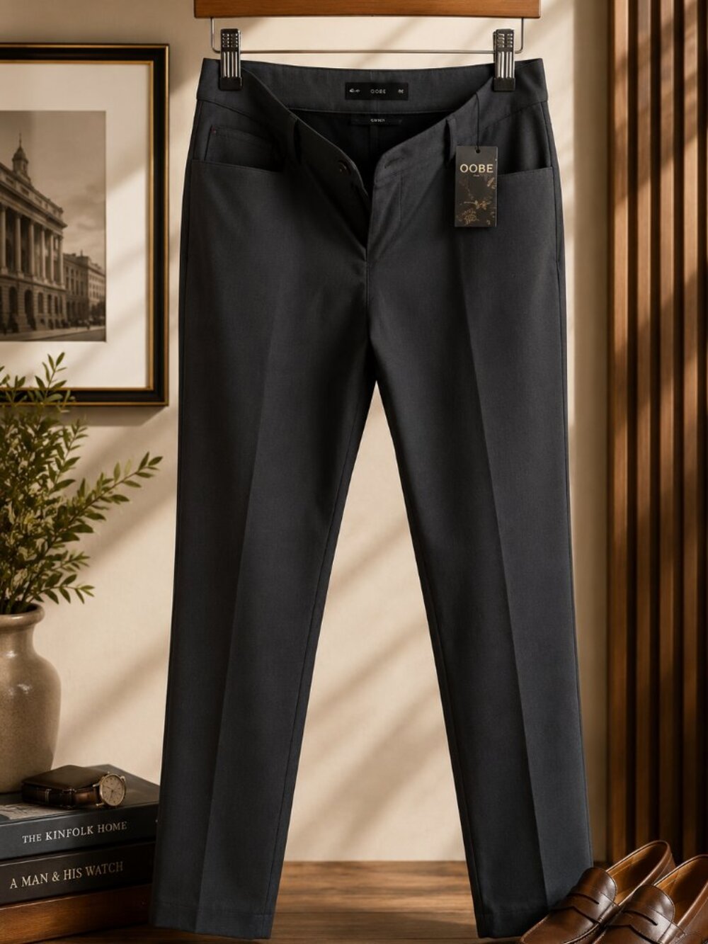 OOBE Charcoal Dress Pants Quiet Luxury Menswear 33x31 NWT